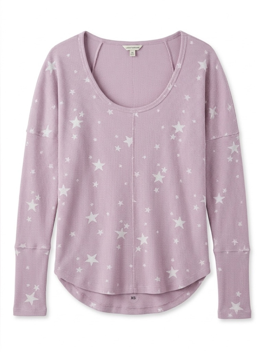 Lucky Brand Womens Pullover Relaxed Fit Shirt Pink Thermal Star Print Size XS